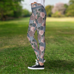 Soft Muted Peony Pattern with your own quote Leggings