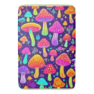 Soft Neon: Cartoon Mushroom Patch Bath Mat