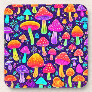 Soft Neon: Cartoon Mushroom Patch Coaster