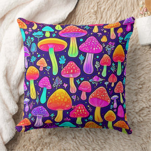 Soft Neon: Cartoon Mushroom Patch Cushion