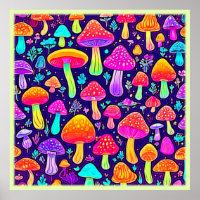 Soft Neon: Cartoon Mushroom Patch