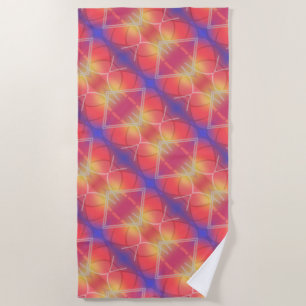 Soft Neon Layered Abstract Design  Beach Towel