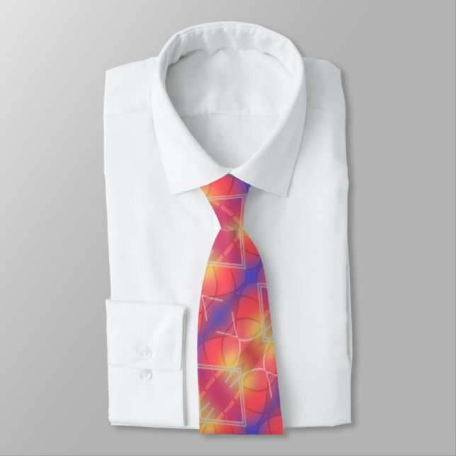 Soft Neon Layered Abstract Design  Tie (Tied)