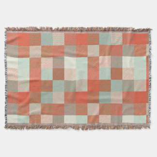 Soft Neural Frosty Green and Warm Orange Chequered Throw Blanket