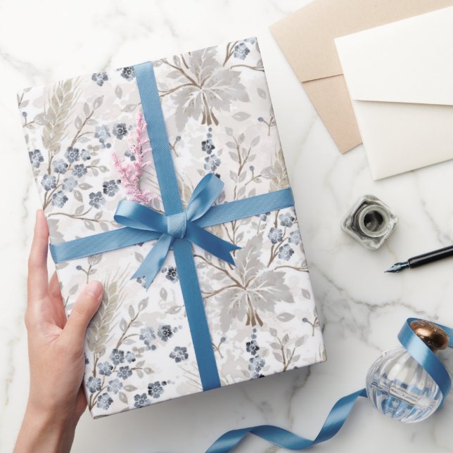 Soft Neutral Boho Floral Botanical Pattern Wrapping Paper (Gifting)