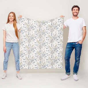 Soft Neutral Boho Floral Botanical Spring Pattern Fleece Blanket