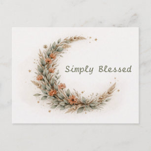 Soft Neutral Boho Floral Crescent Moon Postcard