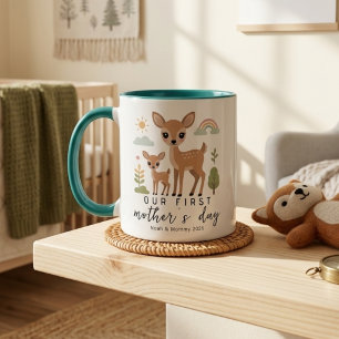 Soft Neutral Deer Mum Baby First Mothers Day Mug