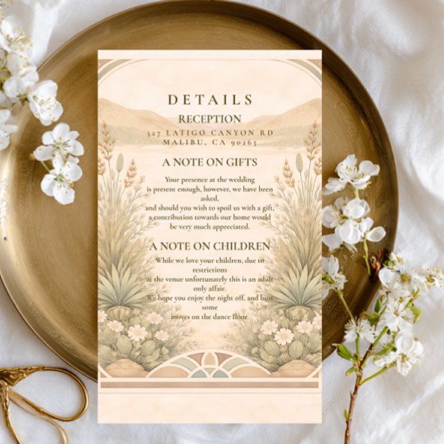 Soft Neutral Desert Florals Wedding Enclosure Card (Creator Uploaded)