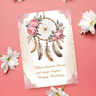 Soft Neutral Floral Birthday Card