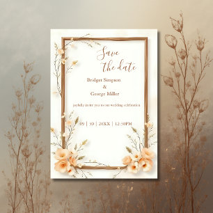 Soft Neutral Floral Bouquet wedding Save the Date Invitation