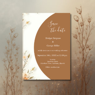 Soft Neutral Floral Bouquet wedding Save the Date Invitation