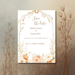 Soft Neutral Floral Bouquet wedding Save the Date Invitation