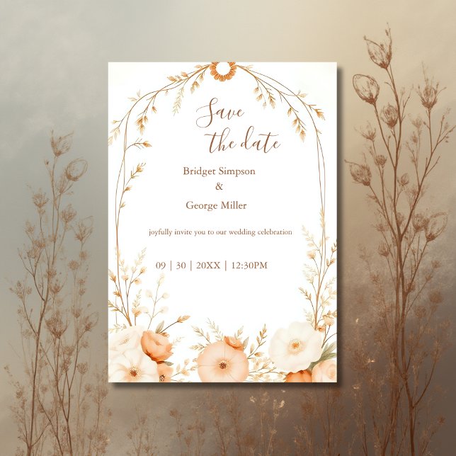 Soft Neutral Floral Bouquet wedding Save the Date Invitation (Creator Uploaded)