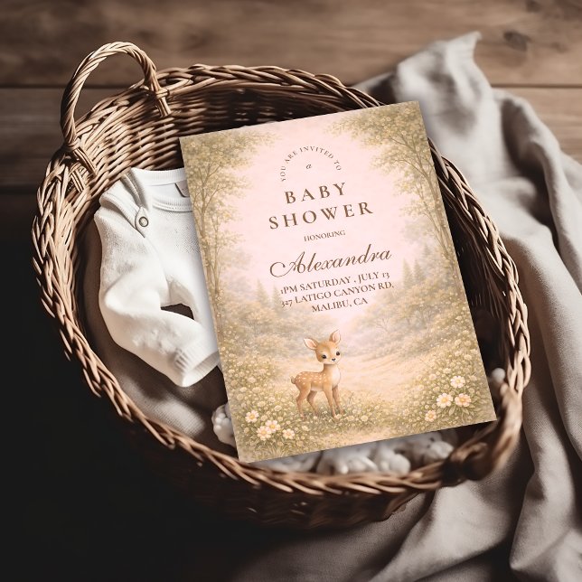 Soft Neutral Forest Critters Baby Shower Invitation (Creator Uploaded)