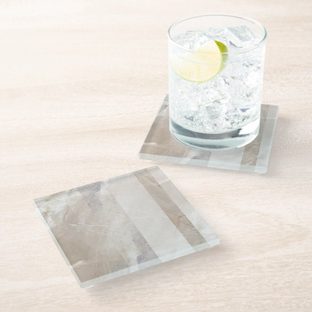 Soft Neutral Geometric Abstract  Glass Coaster (Angled)