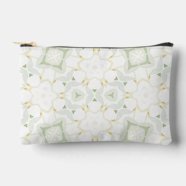 Soft Neutral Geometric Floral Accessory Pouch (Front)