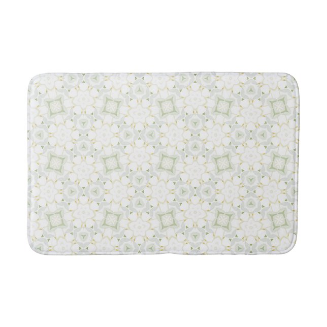 Soft Neutral Geometric Floral Bath Mat (Front)