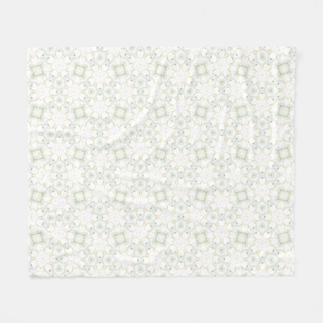 Soft Neutral Geometric Floral Fleece Blanket (Front (Horizontal))