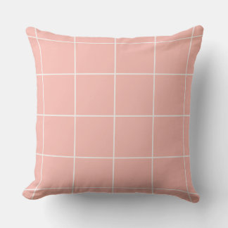 Soft Neutral Grid Pattern Minimal Check Design Cushion