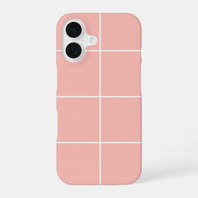 Soft Neutral Grid Pattern Minimal Check Design iPhone 16 Case (Back)