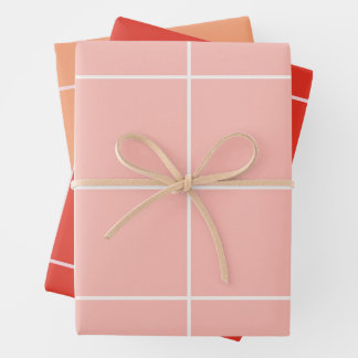 Soft Neutral Grid Pattern Minimal Check Design Wrapping Paper Sheet