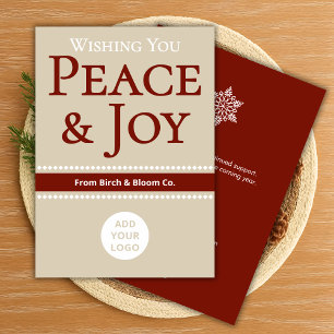 Soft Neutral Holiday Card   Add Business Logo