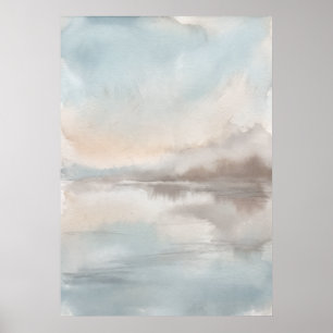 Soft Neutral Misty Landscape Poster