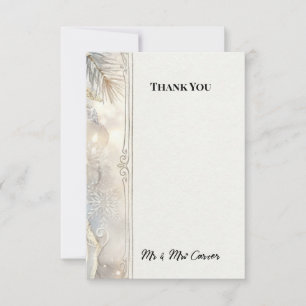 Soft Neutral Palm Wedding Thank You Card