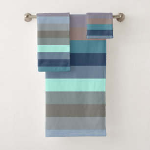 Soft Neutral & Pastel Horizontal Stripes Bath Towel Set