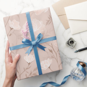 Soft Neutral Rose Beige Floral Pattern Wrapping Paper