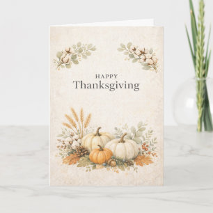 Soft Neutral Rustic Happy Thanksgiving Pumpkin Card