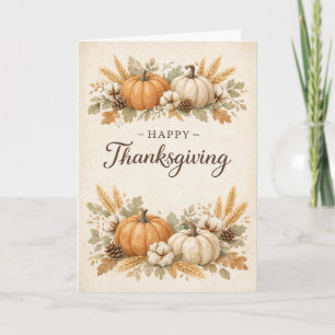Soft Neutral Rustic Thanksgiving Pumpkin Card
