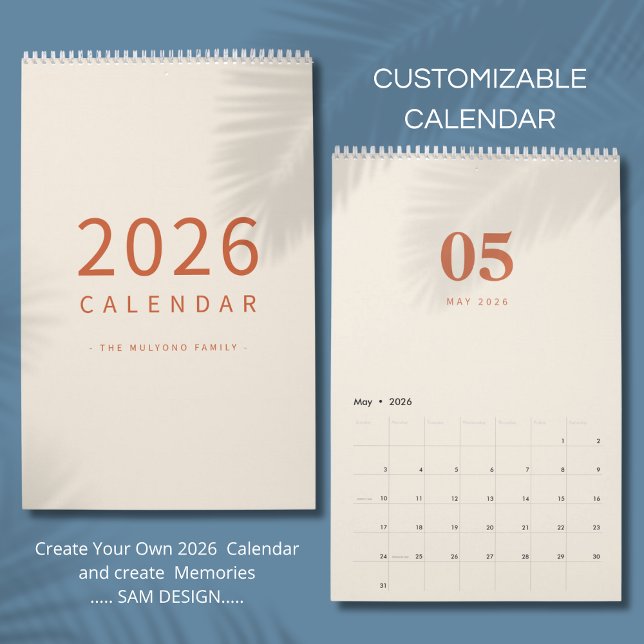 Soft Neutral Tones Minimalist Design Calendar (Creator Uploaded)