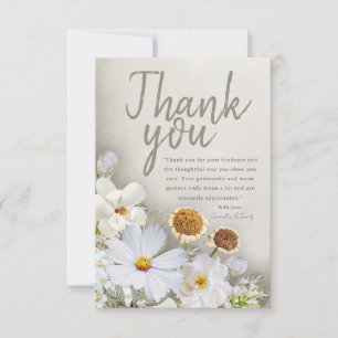 Soft Neutral White Floral Thank You Card