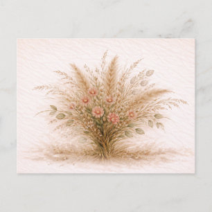 Soft Neutral Wildflower Pampas Grass Botanical Postcard