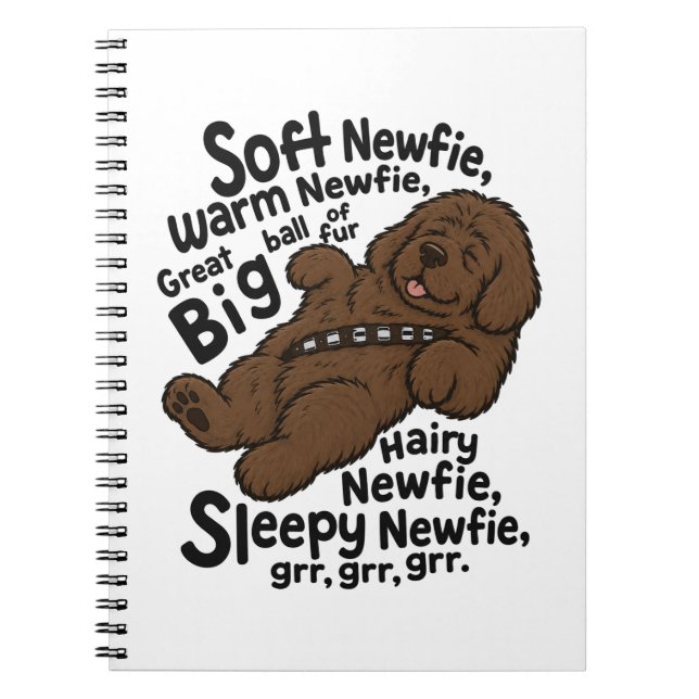 Soft Newfie Poem (brown newf) Notebook (Front)