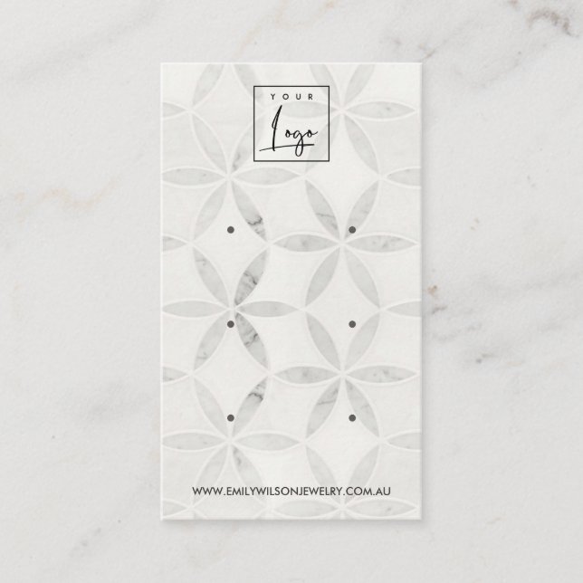 SOFT OFF WHITE FLORAL 3 STUD EARRING DISPLAY CARD (Front)