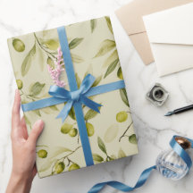 Soft Olive Beige Olive Branch Watercolor Pattern