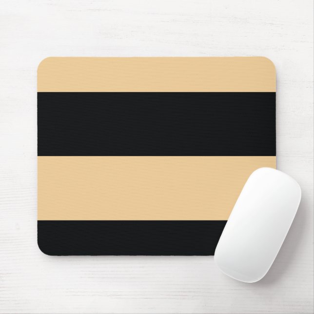 Soft Orange and Black Simple Extra Wide Stripes Mouse Mat (With Mouse)