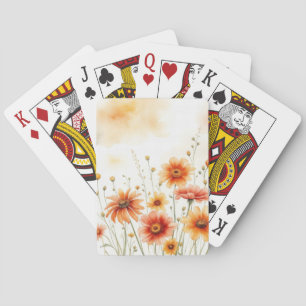 Soft Orange Floral Watercolor  Playing Cards