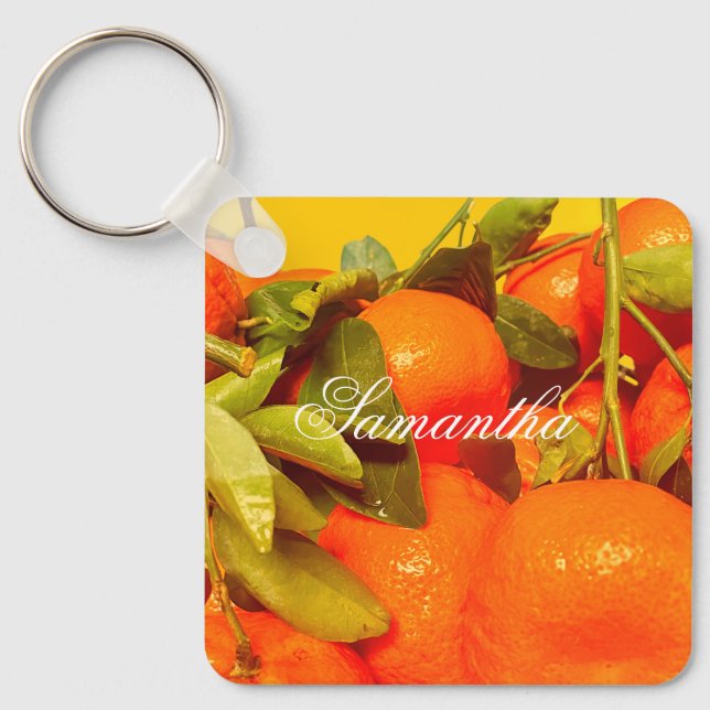Soft Orange Fruit Aesthetic Key Ring (Front)