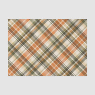 Soft Orange, Green & Cream Plaid  Tissue Paper