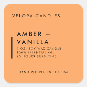 Soft Orange Modern Minimalist Candle Label Sticker