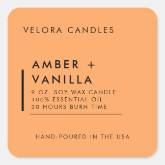 Soft Orange Modern Minimalist Candle Label Sticker