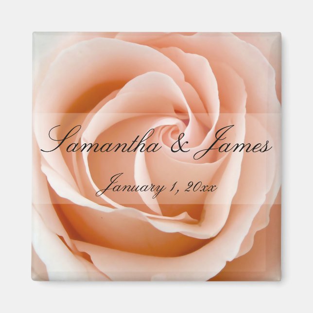 Soft Orange Rose Personal Wedding Magnet (Front)