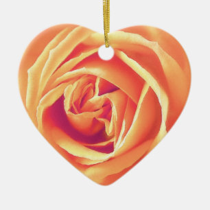 Soft orange rose print ceramic tree decoration