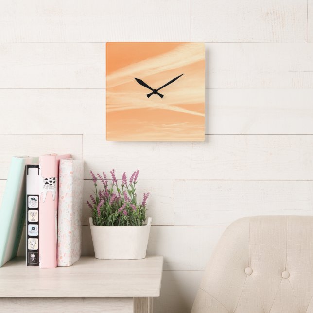 Soft Orange Yellow Sky Dream 1 Square Wall Clock (Reading Room)