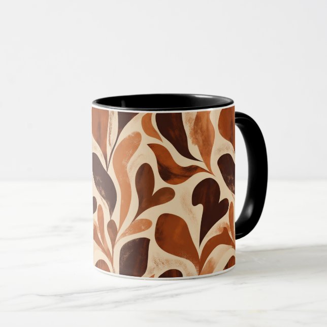 Soft Organic Art Mug – Beige & Brown Palette (Front Right)