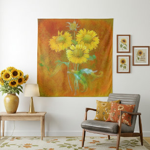 Soft painted sunflowers tapestry
